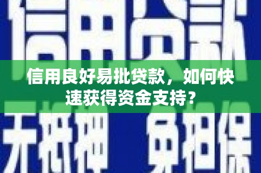 越西信用良好易批贷款，如何快速获得资金支持？