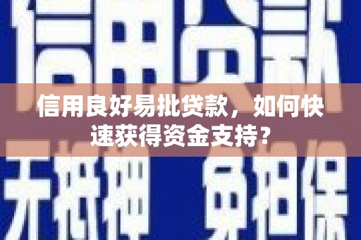 越西信用良好易批贷款，如何快速获得资金支持？