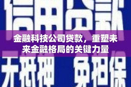越西金融科技公司贷款，重塑未来金融格局的关键力量