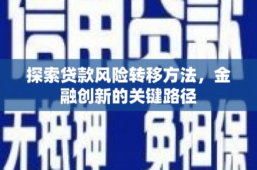 越西探索贷款风险转移方法，金融创新的关键路径